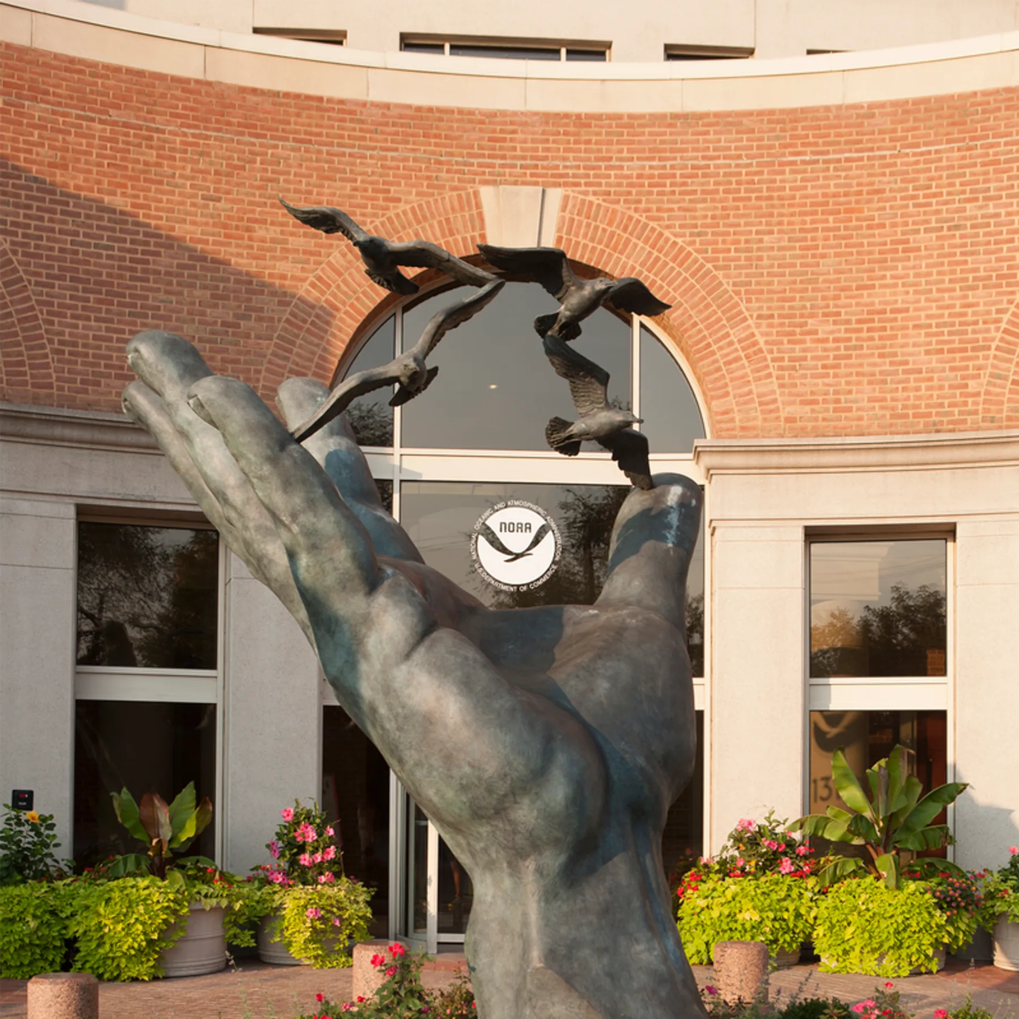 NCEI Maryland entrance (hand sculpture at SSMC3)