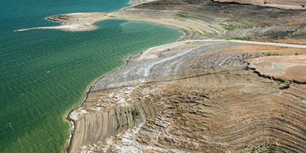 Photo of San Luis reservoir in Gustine, California, on August 19, 2014