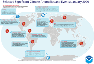 January 2020 Global Significant Climate Events Map