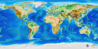 Map of ETOPO1 global elevation model, NOAA NCEI