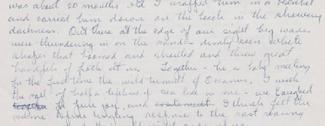 A handwritten cursive manuscript from an early draft of The Sense of Wonder (1965)