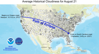 Map of the August 21, 2017, eclipse path with viewability data for the event