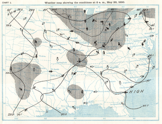 Map showing the weather conditions at 8 a.m. (ET) on May 28, 1900