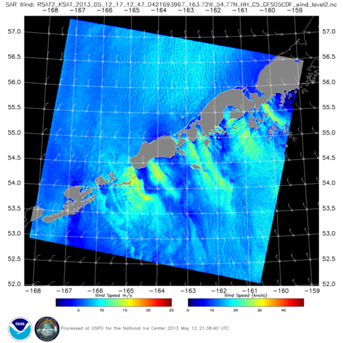 NOAA high resolution sea surface winds data from Synthetic Aperture ...