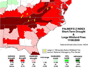 Southeast U.S. Wildfires, November 6, 2000