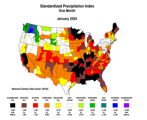 January 2003 1-month Standardized Precipitation Index