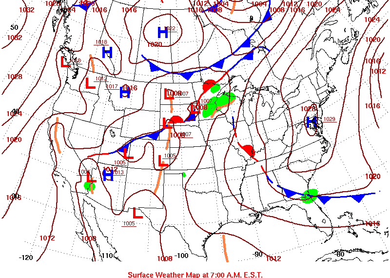 Animation of daily surface fronts and pressure systems for the month