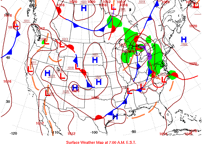 Animation of daily surface fronts and pressure systems for the month