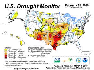 U.S. Drought Monitor (USDM) map from 28 February 2006