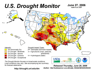 U.S. Drought Monitor (USDM) map from 27 June 2006