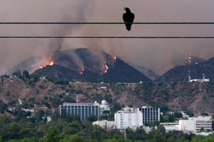 NASA JPL photo of the Station fire in Los Angeles County on Friday, August 28, 2009