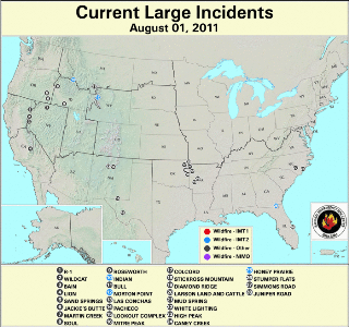 Large Wildfires August 1st