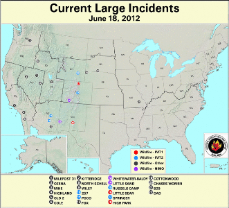 Large Wildfires June 15th