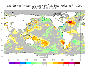 First week of December's ENSO condtions Map