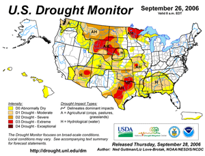 Drought Monitor depiction as of September 26, 2006