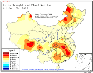 China's Drought Map as of 25 October 2007