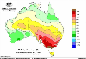 Australia's Maximum Temperature Anomalies Map for 7 February 2009