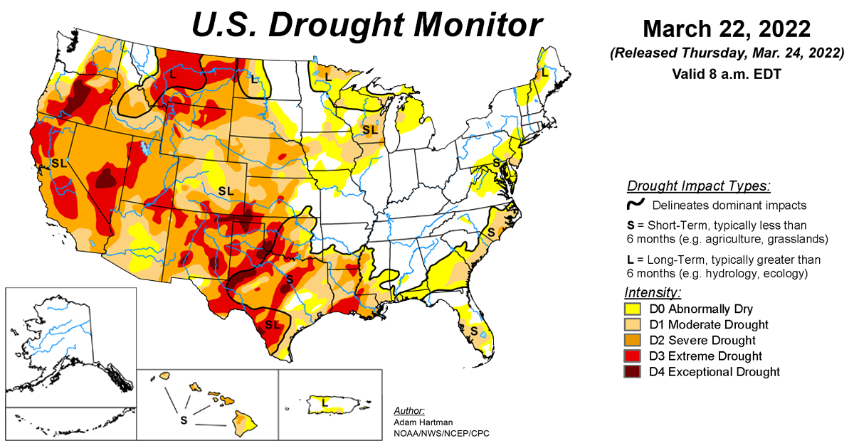 Us Drought Monitor Update For March 22 2022 National Centers For Environmental Information 3439