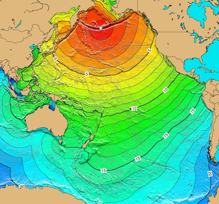 Tsunami Sources Map for Aleutian Islands Tsunami event
