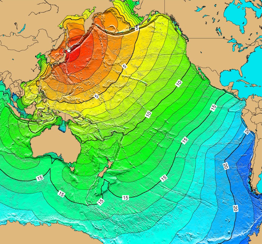 Tsunami Sources Map for  Hokkaido Tsunami event