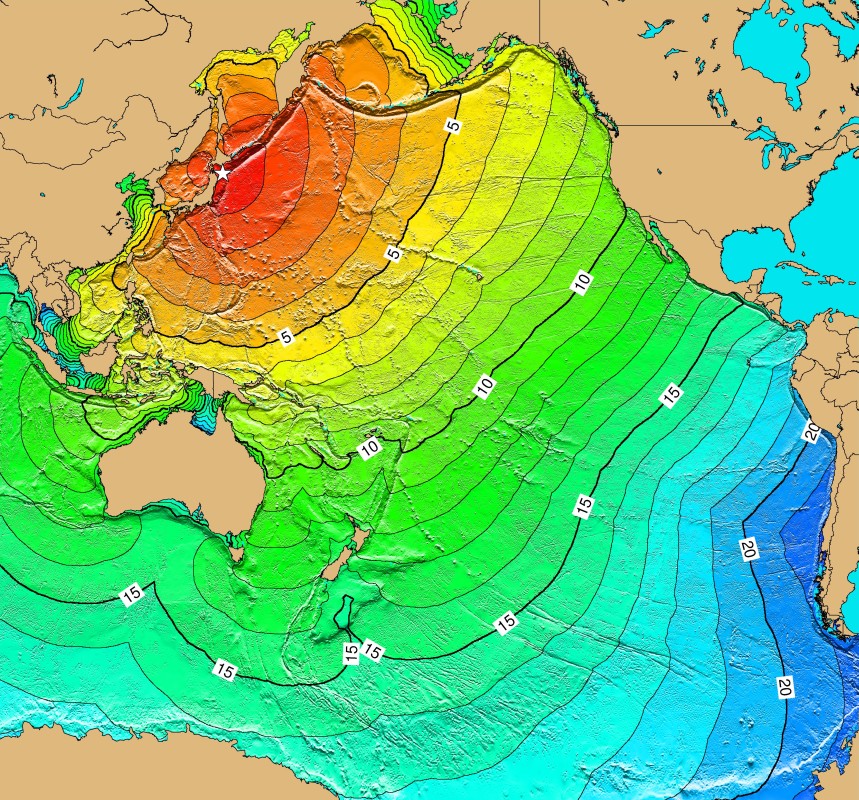 Tsunami Sources Map for Honshu event