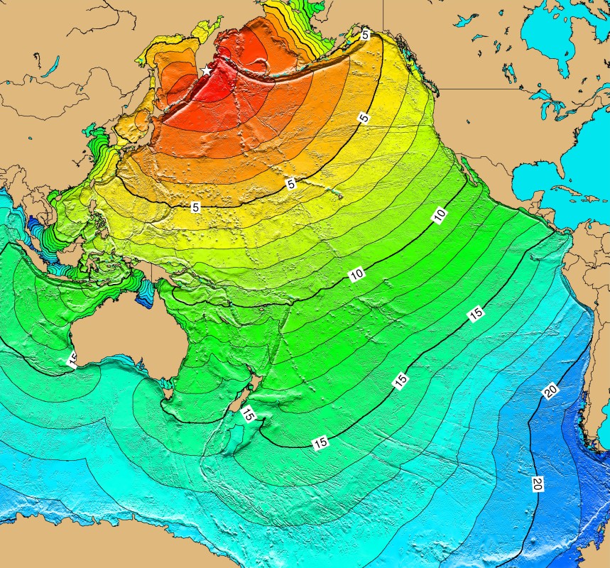Tsunami Sources Map for Kamchatka Tsunami event