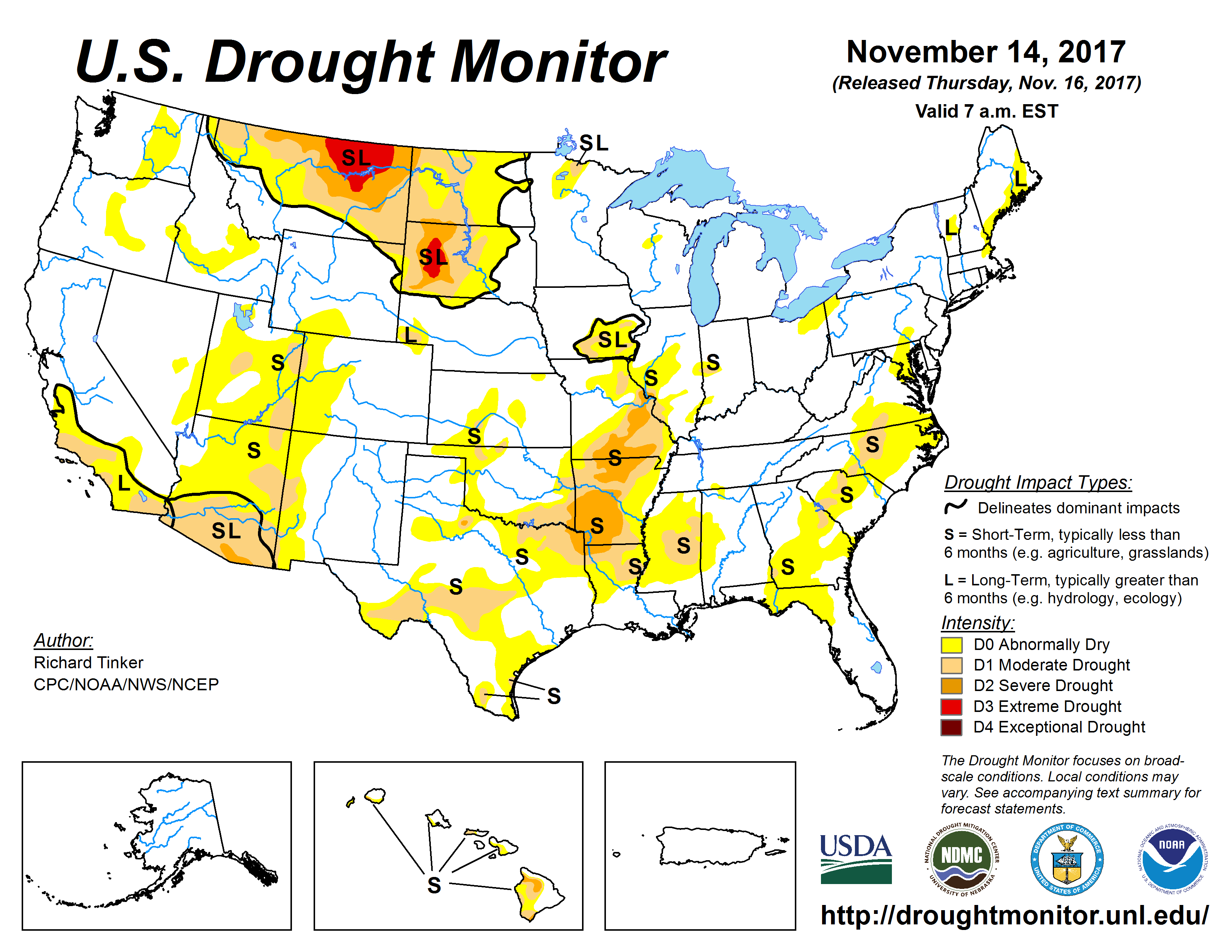 U.S. Drought Monitor Update for November 14, 2017 National Centers