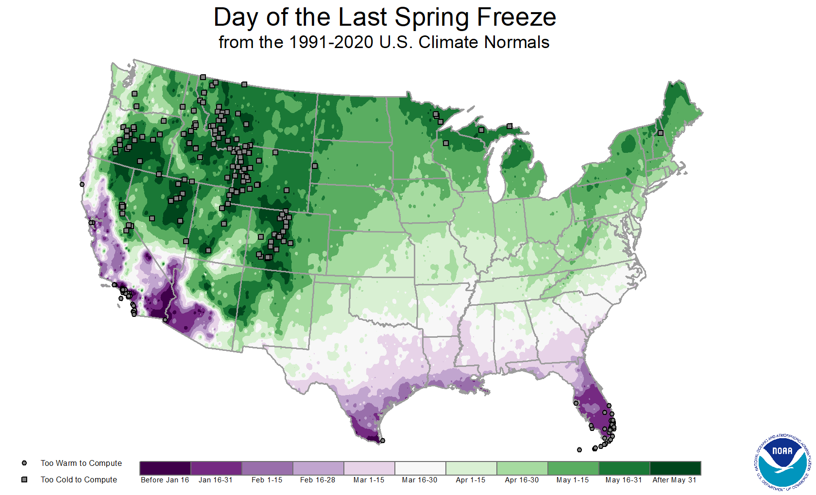 Frost & Freeze Today, Temperature Maps