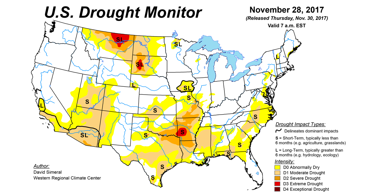 U.S. Drought Monitor Update for November 28, 2017 | National Centers ...