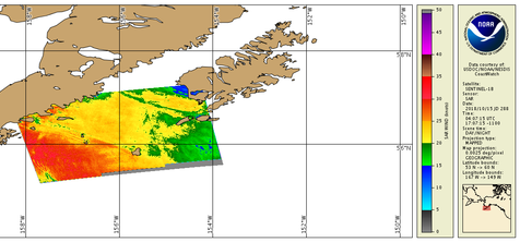 SAR Surface Rough Winds Graphic from NOAA CoastWatch