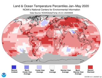 January-May 2020 Global Temperature Percentiles Map