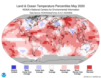 May 2020 Global Temperature Percentiles Map