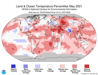 May 2021 Global Temperature Percentiles Map