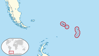 Map that shows the location of South Georgia and the South Sandwich Islands