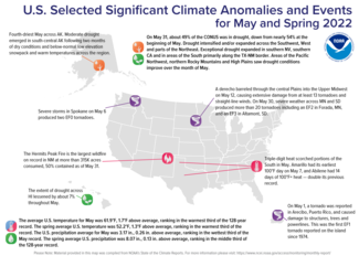 Map of U.S. selected significant climate anomalies and events for May 2022