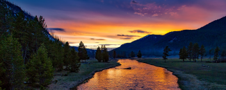 Photo of a sunset at Yellowstone National Park