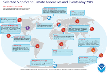May 2019 Selected Climate Anomalies and Events Map
