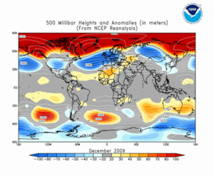 December 2009 height and anomaly map