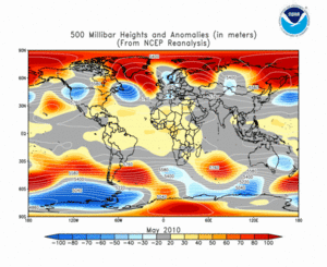 May 2010 height and anomaly map