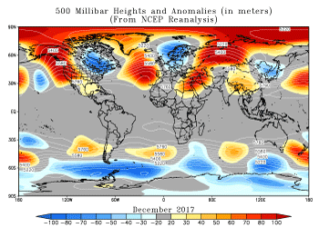 December 2017 height and anomaly map