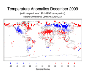 December 2009 Land Surface Temperature Anomalies in degree Celsius