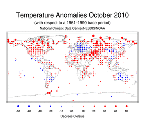 October Land Surface Temperature Anomalies in degree Celsius