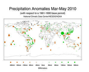 March–May 2010 Precipitation Anomalies in Millimeters