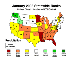 Statewide Precipitation Ranks for January 2003