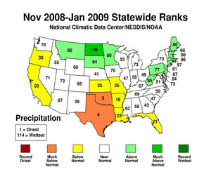 November 2008-January 2009 statewide precipitation ranks