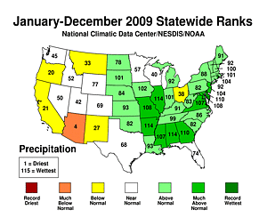 2009 National Precipitation Rankmap